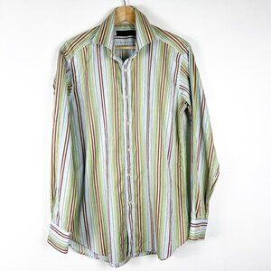 Etro Mens VTG Colorful Paisley Striped Button Up Long Sleeve Shirt Sz 40 US S